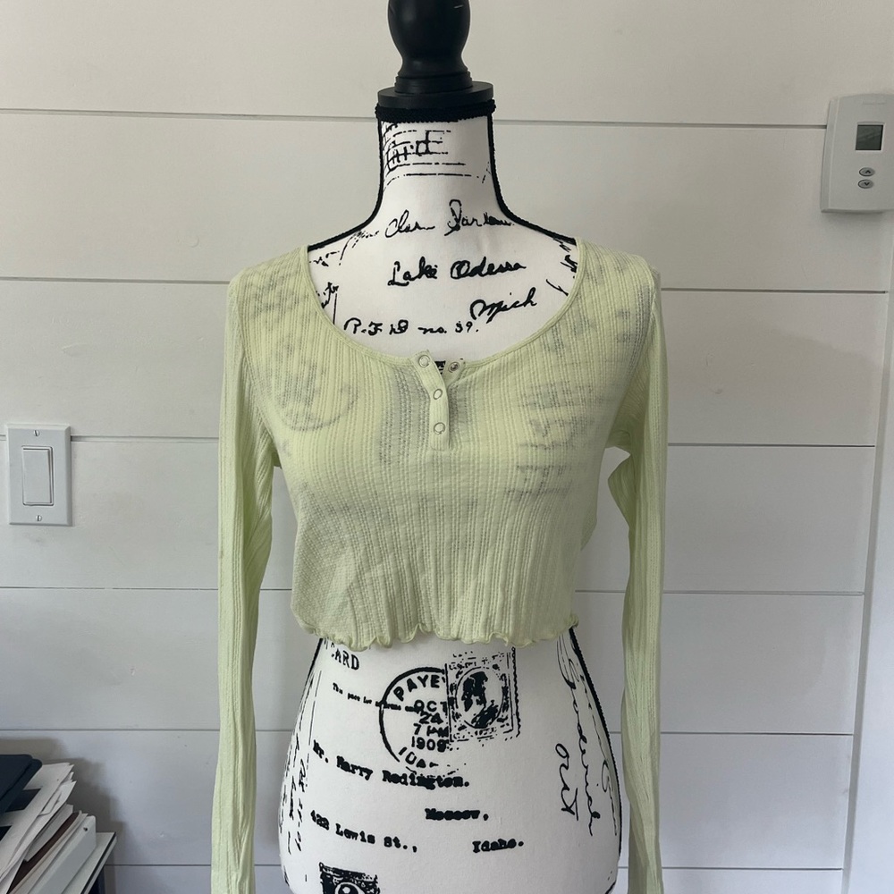 BP Yellow Button Up Crop Top